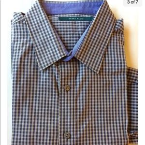 Perry Ellis Men Dress Shirt Purple Check print Long Sleeve XL Cotton